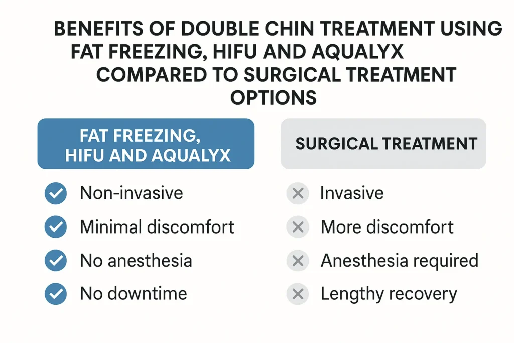 Graphic about the benefits of double chin treatment Scottish - from LA LIPO