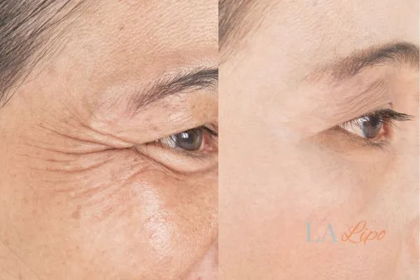 Before and after results of woman - HI-fu wrinkles reduction treatment Scottish