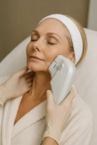 Woman receiving HIFU non surgical facelift treatment Scottish