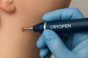 Person receiving skin tag removal Scottish
